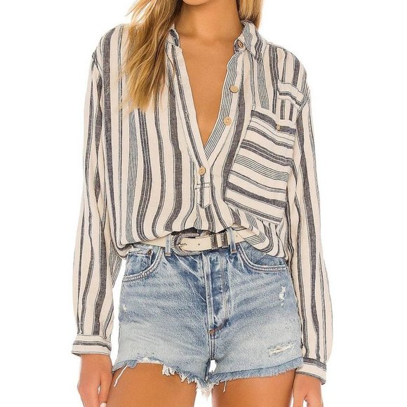Free People | Striped | Relaxed | Oversized | Casual | Button up | Size XS - Picture 1 of 12